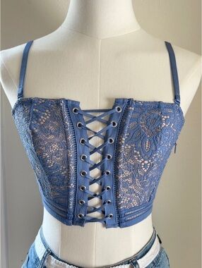 NWT Victoria's Secret Very Sexy Blue Lace Corset Crop Top